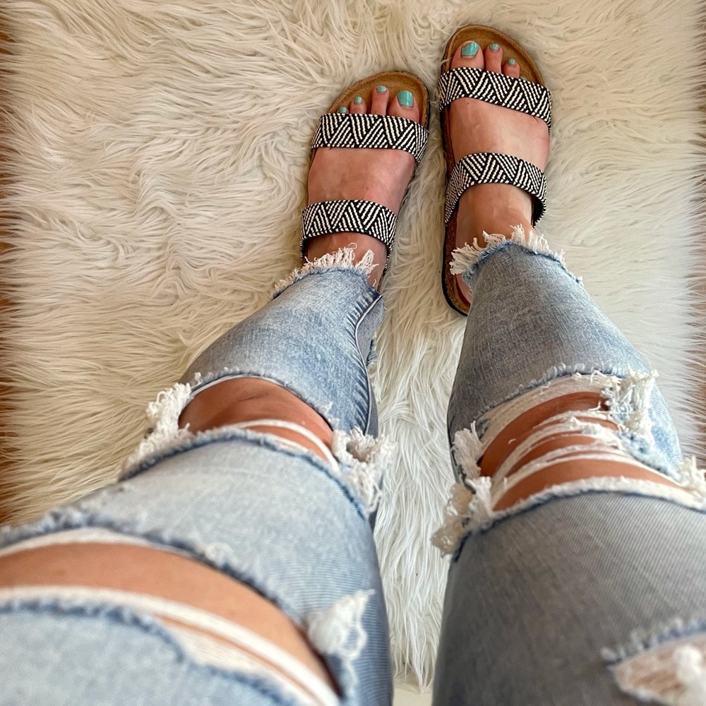 LAST FEW Aztec Tribal Woven Banded Footbed Sandals - Picture 15 of 16